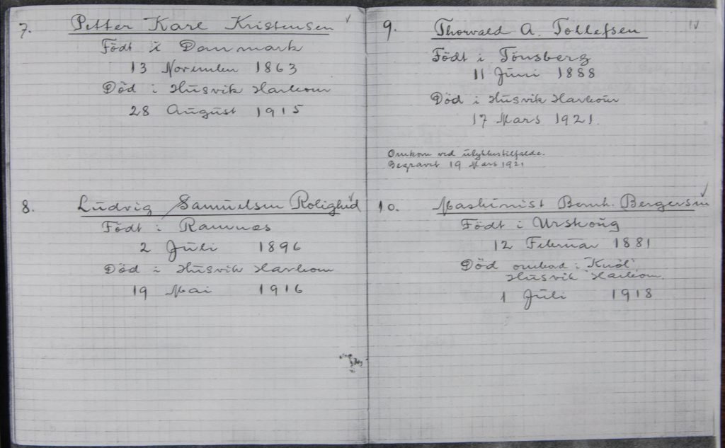 Page 4 of the Husvik Grave Book