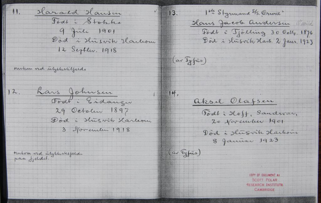 Husvik Grave Book Page 5