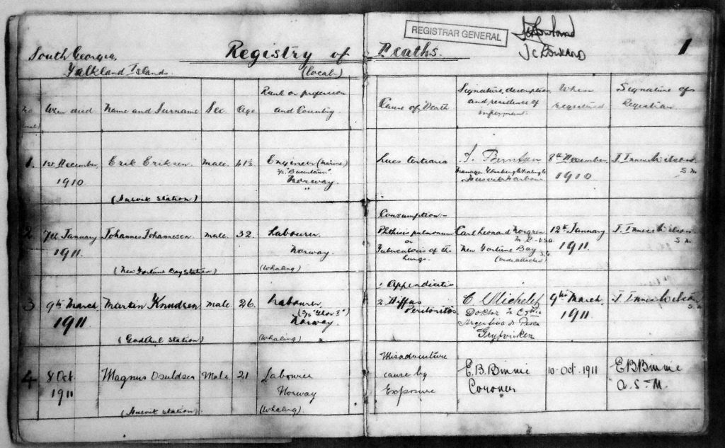 Register of Deaths Page 1