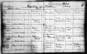 Register of Deaths Page 1