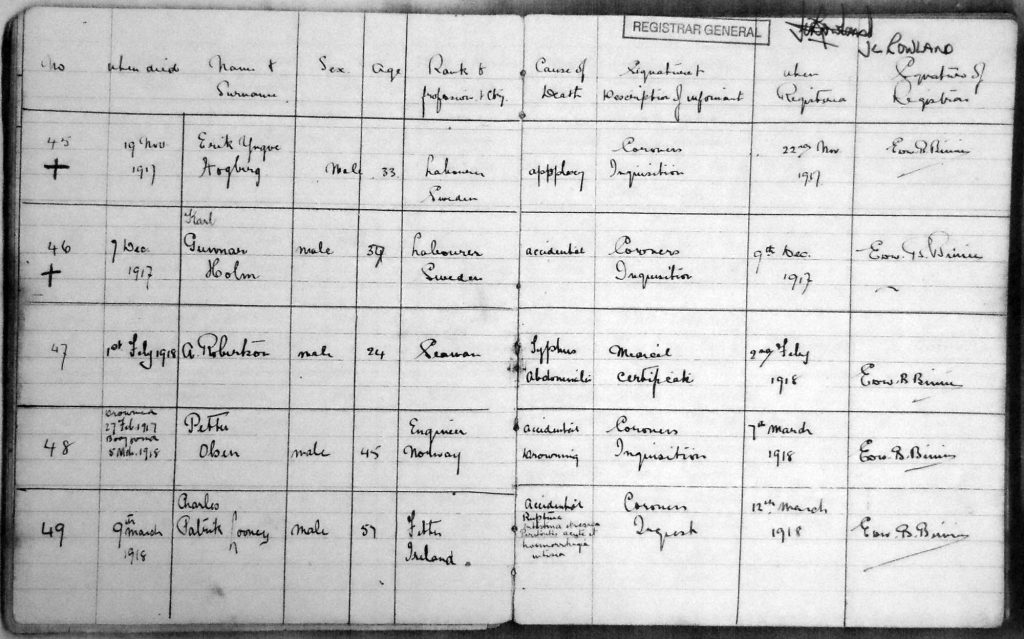 Register of Deaths Page 11