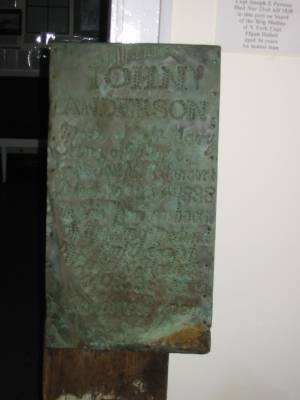 Original grave marker for John Anderson